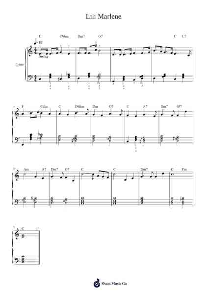 Lili Marlene Sheet Music by Norbert Schultze-Arr.Tomnee