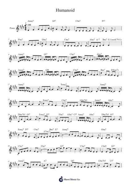Humanoid Sheet Music by ZUTOMAYO-Arr.Kayien Goldine
