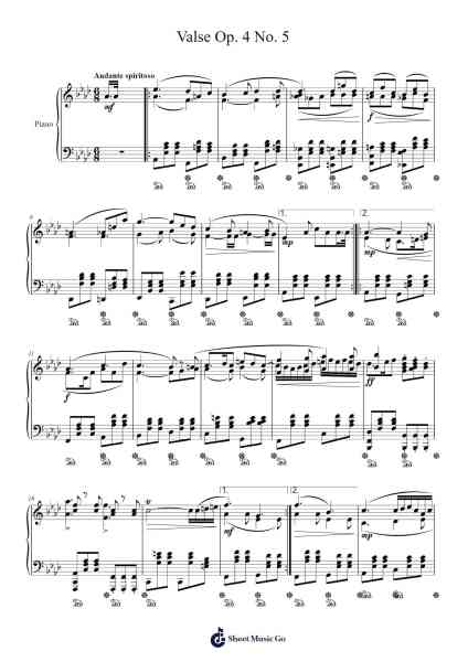 Valse Op. 4 No. 5 Sheet Music by Xanbee Gemel-Arr.Elroylitt Graycia