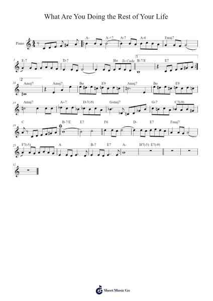 What Are You Doing the Rest of Your Life Sheet Music by Michel Legrand-Arr.Bushple