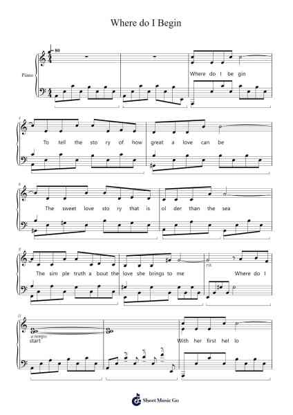 Where do I Begin Sheet Music by Francis Lai-Arr.Triswolf Roochel