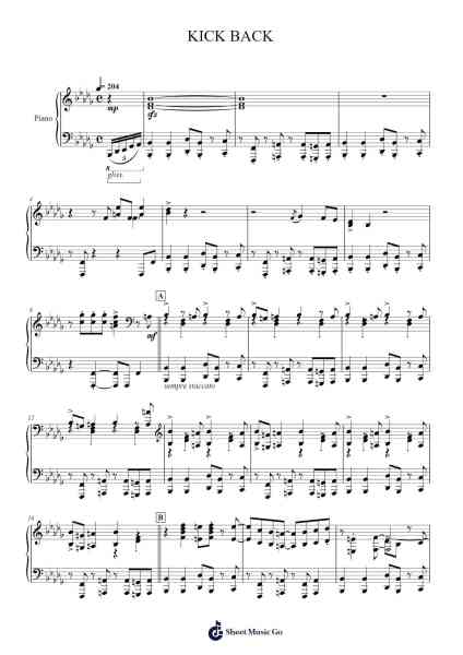 KICK BACK Sheet Music by Kenshi Yonezu-Arr.Blyder