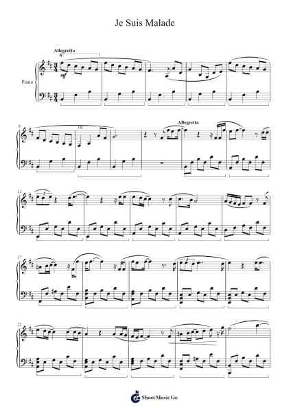 Je Suis Malade Sheet Music by Serge Claude Bernard Chauvier-Arr.Brumaud
