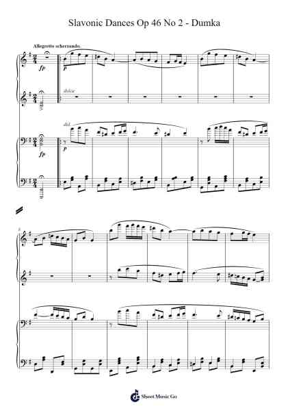 Slavonic Dances, Op. 46: No. 2 in E Minor, Dumka Sheet Music by Antonín Dvořák-Arr.Hornwald