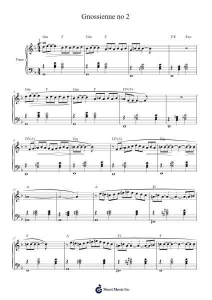 Gnossienne No. 2 Sheet Music by Erik Satie-Arr.Inmark Ausbrooke
