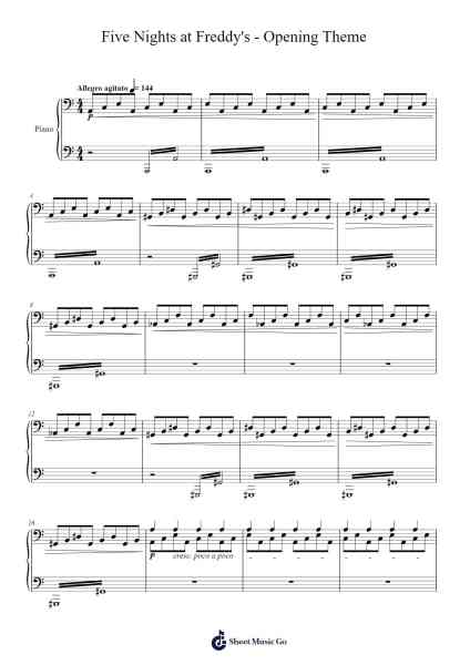 Five Nights at Freddy's - Opening Theme Sheet Music by The Newton Brothers-Arr.Warges Morestone