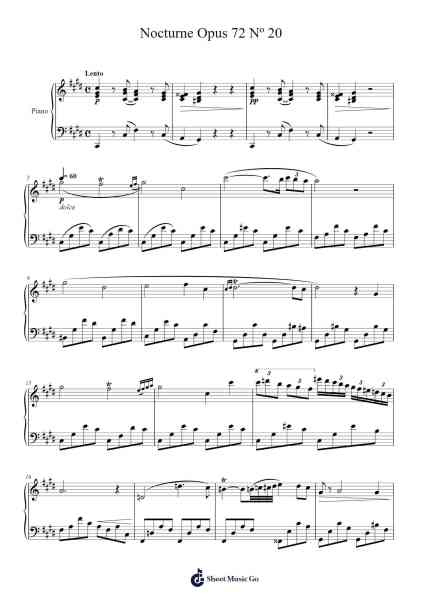 Nocturne Op. 72 No. 1 in E Minor Sheet Music by Frédéric Chopin-Arr.Grihicks Mulou