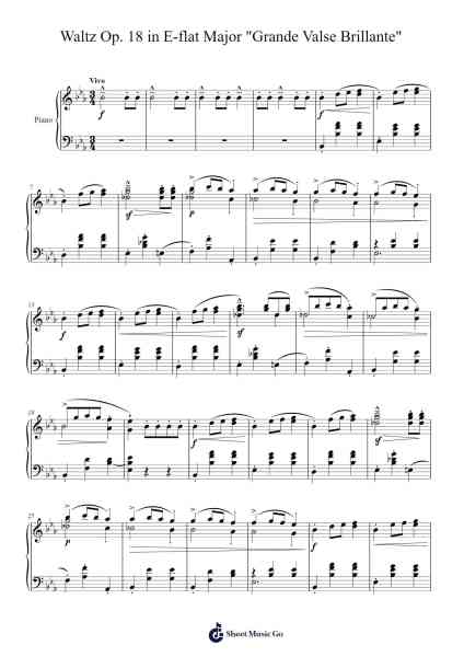 Waltz Op. 18 in E-flat Major "Grande Valse Brillante" Sheet Music by Frédéric Chopin-Arr.Juddton Mucott
