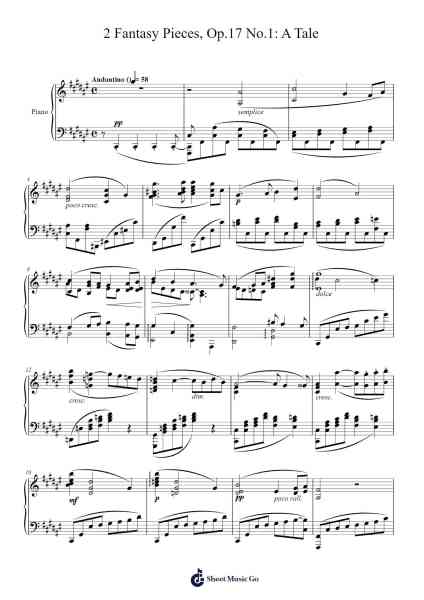 2 Fantasy Pieces, Op. 17, No. 1: A Tale Sheet Music by Edward MacDowell-Arr.Porhue Foxchey