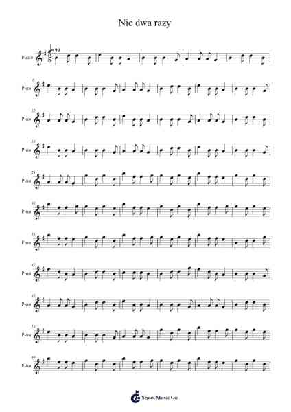 Nic dwa razy Sheet Music by Sanah-Arr.Urvien Browntha