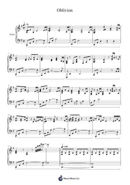 Oblivion Sheet Music by M83-Arr.Losopp Webslin