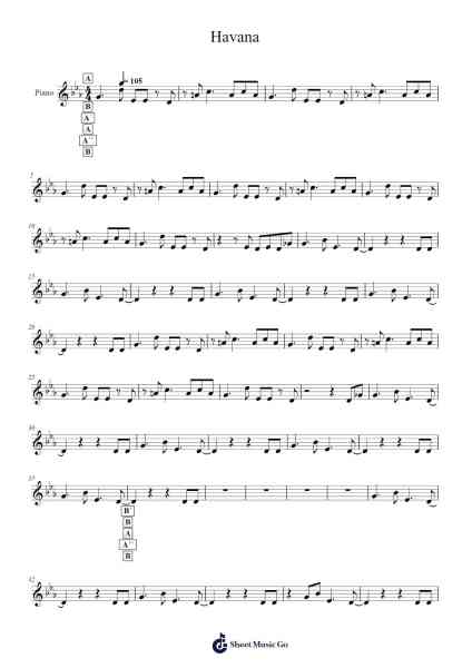 Havana Sheet Music by -Arr.Jefple