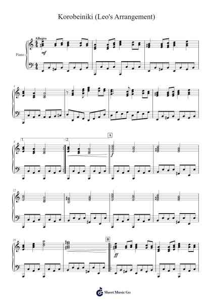 Korobeiniki (Tetris Theme) Sheet Music by Hirokazu Tanaka-Arr.Megreau Readeries
