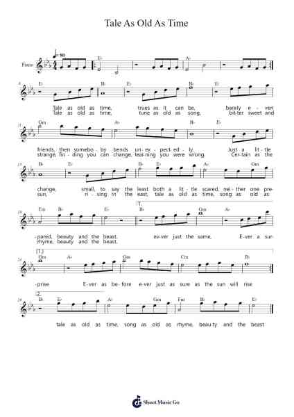 Tale As Old As Time Sheet Music by Alan Menken-Arr.Rareade Zoelotte
