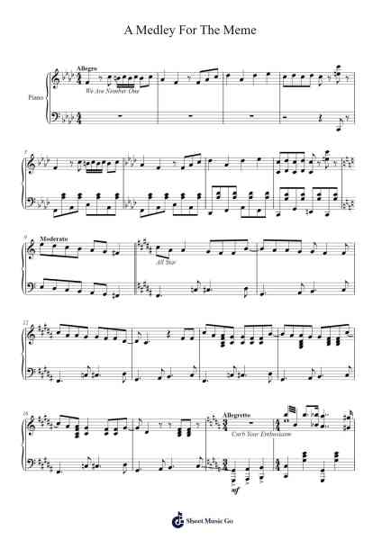 A Medley For The Meme Sheet Music by Misc-Arr.Bophen