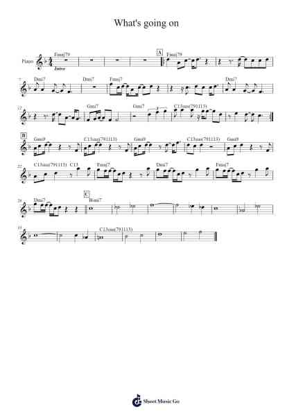 What's going on Sheet Music by Marvin Gaye-Arr.Wilheljones
