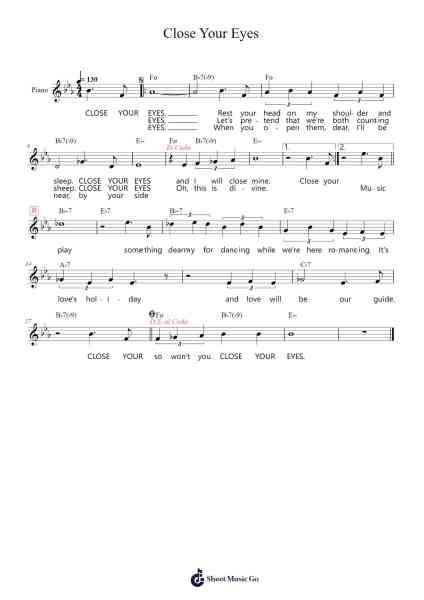 Close Your Eyes Sheet Music by Bernice Petkere-Arr.Coto