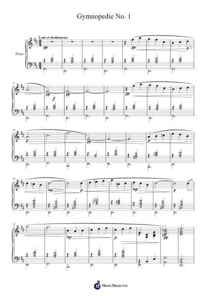 Gymnopédie No. 1 Sheet Music by Erik Satie-Arr.Bercob