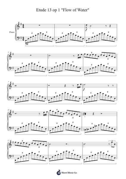 Etude 13 op 1 "Flow of Water" Sheet Music by Li Yang Yang-Arr.Bownio Elroytier