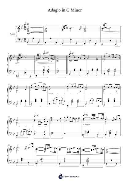 Adagio in G Minor Sheet Music by Tomaso Albinoni-Arr.Lytnoah