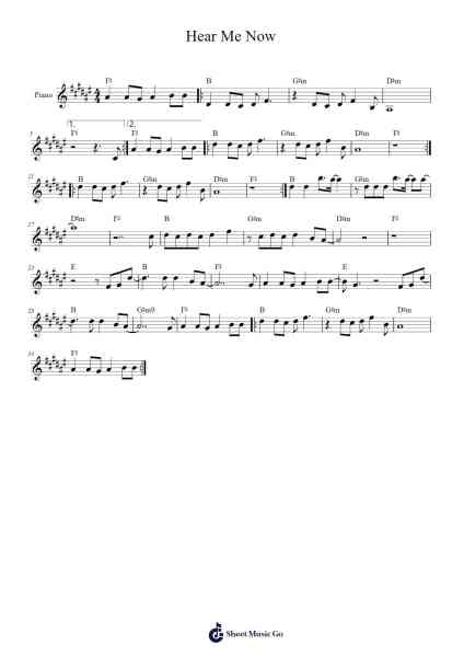 Hear Me Now Sheet Music by Alok-Arr.Keliot Hicksner