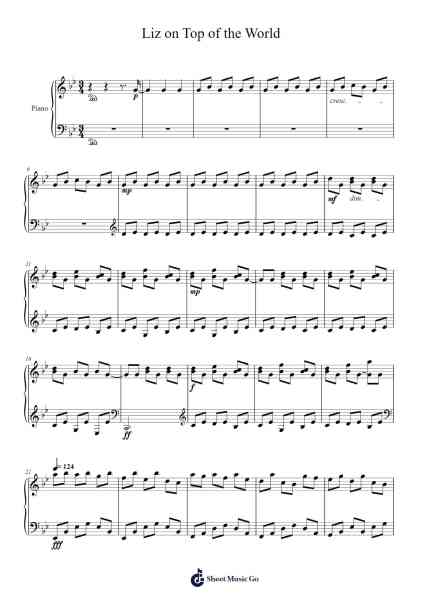 Liz on Top of the World Sheet Music by Dario Marianelli-Arr.Jefgiles Greren