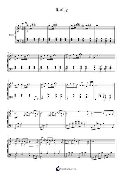 Reality Sheet Music by Vladimir Cosma-Arr.Evertrine Curcent