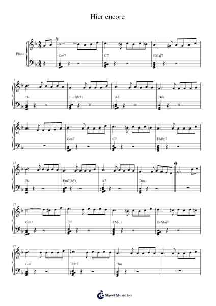 Hier encore Sheet Music by Charles Aznavour-Arr.Montor
