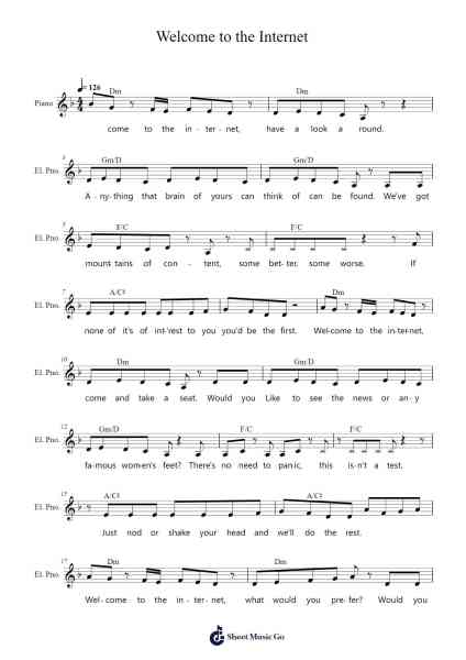 Welcome to the Internet Sheet Music by Bo Burnham-Arr.Davexy Tykins