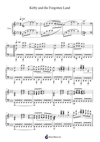 Kirby and the Forgotten Land Sheet Music by Yuki Shimooka-Arr.Matlas