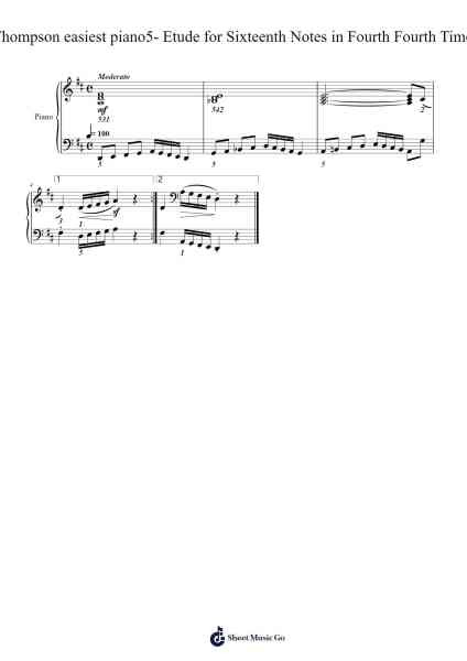 Thompson easiest piano5- Etude for Sixteenth Notes in Fourth Fourth Time Sheet Music by John Thompson-Arr.Laupound