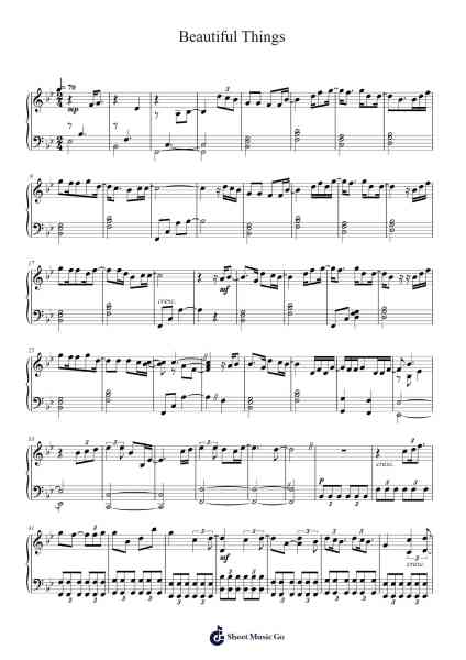 Beautiful Things Sheet Music by Benson Boone-Arr.Boylerod