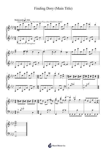 Finding Dory (Main Title) Sheet Music by Thomas Newman-Arr.Borgcon Keford