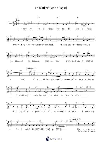 I'd Rather Lead a Band Sheet Music by Irving Berlin-Arr.Mollpag