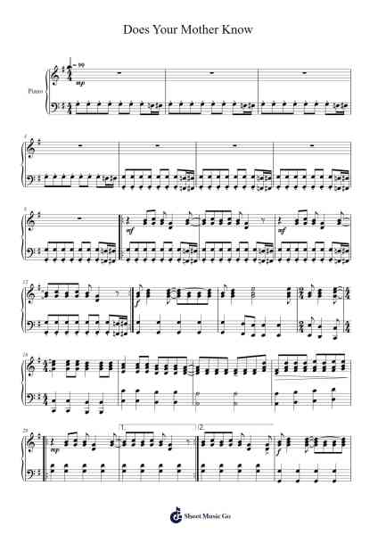 Does Your Mother Know Notenblatt von MalivenMusic-Arr.Lawwald
