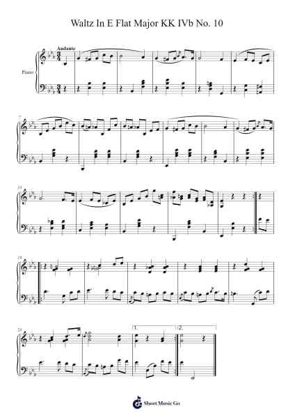 Waltz in E Flat Major, KK IVb No. 10 Sheet Music by Frédéric Chopin-Arr.Brathus Maydave