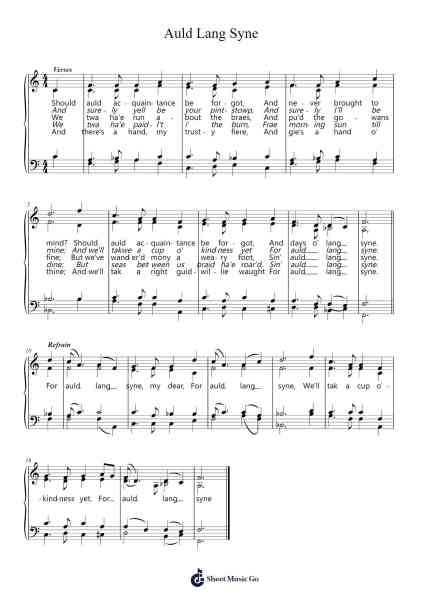 Auld Lang Syne Sheet Music by undefined-Arr.Robva