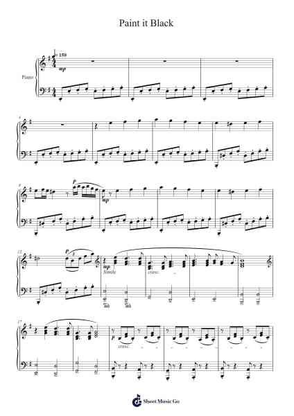 Paint it Black Sheet Music by The Rolling Stones-Arr.Yeaten