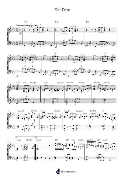 Dat Dere Sheet Music by Cannonball Adderley-Arr.Wilheljones