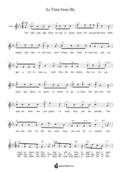 As Time Goes By Sheet Music by Herman Hupfeld-Arr.Bartrhys Shelcie
