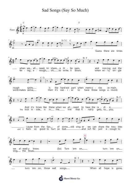 Sad Songs (Say So Much) Sheet Music by Elton John-Arr.Betle
