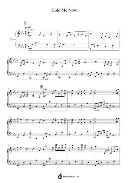 Hold Me Now (RED Cover) Sheet Music by RED-Arr.Milllas