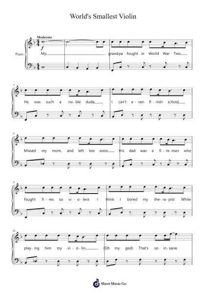 World's Smallest Violin Sheet Music by AJR-Arr.Hicksreg