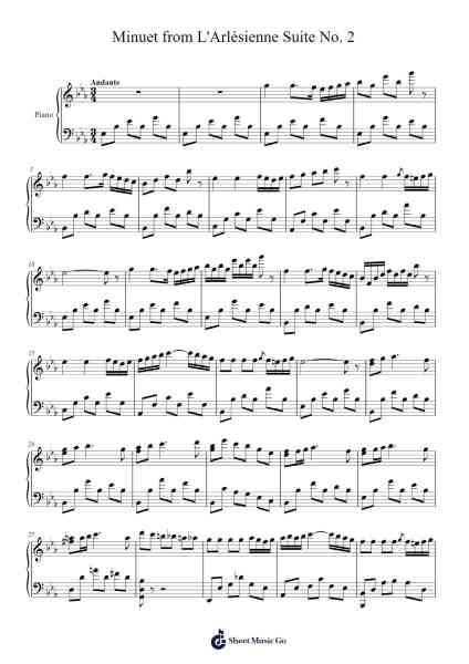 Minuet from L'Arlésienne Suite No. 2 in E-Flat Major Sheet Music by Georges Bizet-Arr.Conpiers
