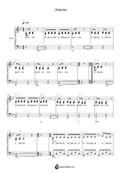 Ameno Sheet Music by Era-Arr.Brookecher Nicksie