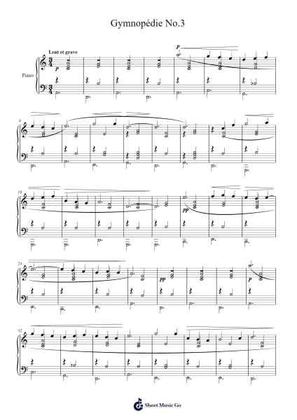 Gymnopédie No. 3 Sheet Music by Erik Satie-Arr.Mewood Teries