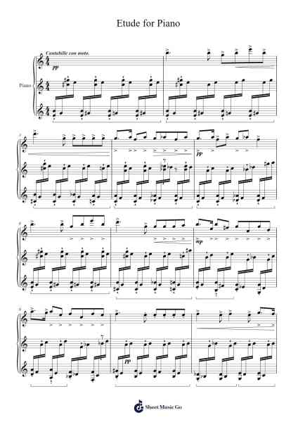 Etude for Piano Sheet Music by ekakofi07-Arr.Diabaird