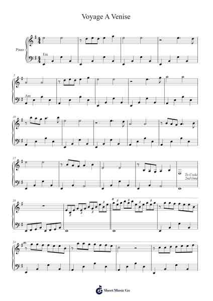Voyage A Venise Sheet Music by Richard Clayderman-Arr.Hooshua