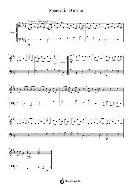 Menuet in D Major Sheet Music by Leopold Mozart-Arr.Osbrow Joeholt