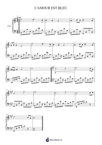 L'AMOUR EST BLEU Sheet Music by André Popp-Arr.Joycelup